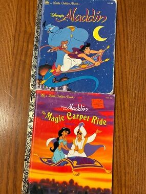 Set of 2 - Vintage Disney Aladdin Books